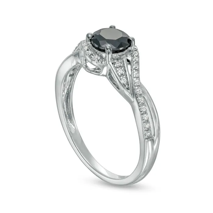 Rings 075 CT TW Black Enhanced and White Natural Diamond Bypass Rolling Wave Ring in Solid 10K White Gold Goldia Rings 075 CT TW Black Enhanced and White Natural Diamond Bypass Rolling Wave Ring in Solid 10K White Gold Goldia