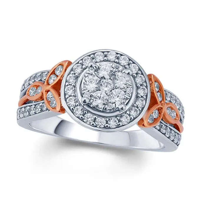 Rings 075 CT TW Composite Natural Diamond Celtic Trinity Engagement Ring in Solid 10K TwoTone Gold Goldia Rings 075 CT TW Composite Natural Diamond Celtic Trinity Engagement Ring in Solid 10K TwoTone Gold Goldia