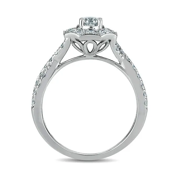 Rings 10 CT TW Natural Diamond Octagon Frame Crossover Shank Antique VintageStyle Engagement Ring in Solid 14K White Gold Goldia Rings 10 CT TW Natural Diamond Octagon Frame Crossover Shank Antique VintageStyle Engagement Ring in Solid 14K White Gold Goldia