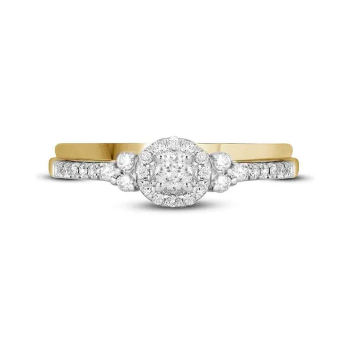 Rings 10k Yellow Gold Diamond Slender Wedding Bridal Engagement Ring Band Set 13 Cttw gndatlanta