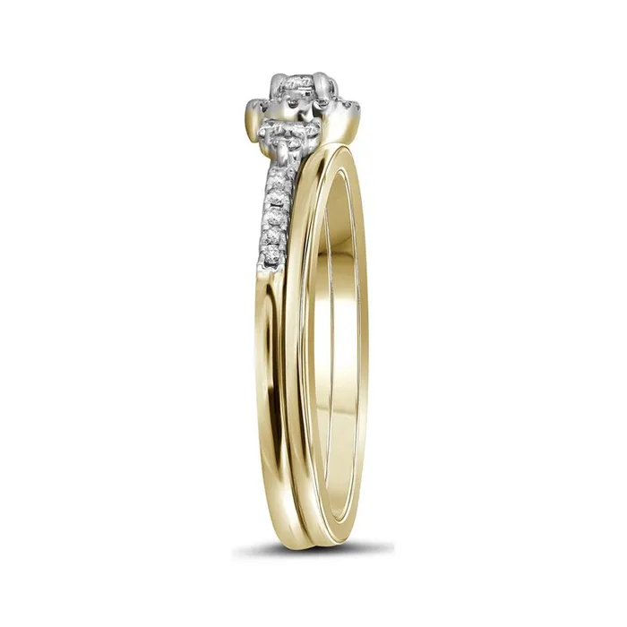 Rings 10k Yellow Gold Diamond Slender Wedding Bridal Engagement Ring Band Set 13 Cttw gndatlanta