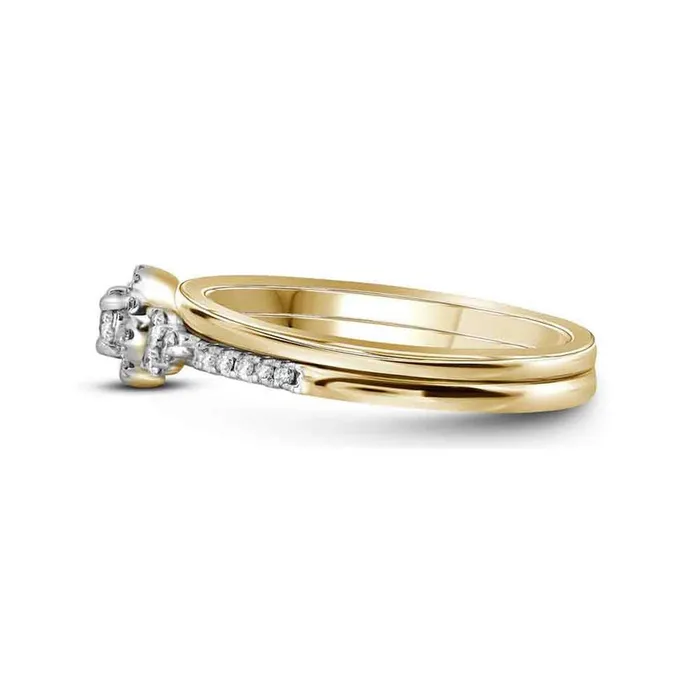 Rings 10k Yellow Gold Diamond Slender Wedding Bridal Engagement Ring Band Set 13 Cttw gndatlanta