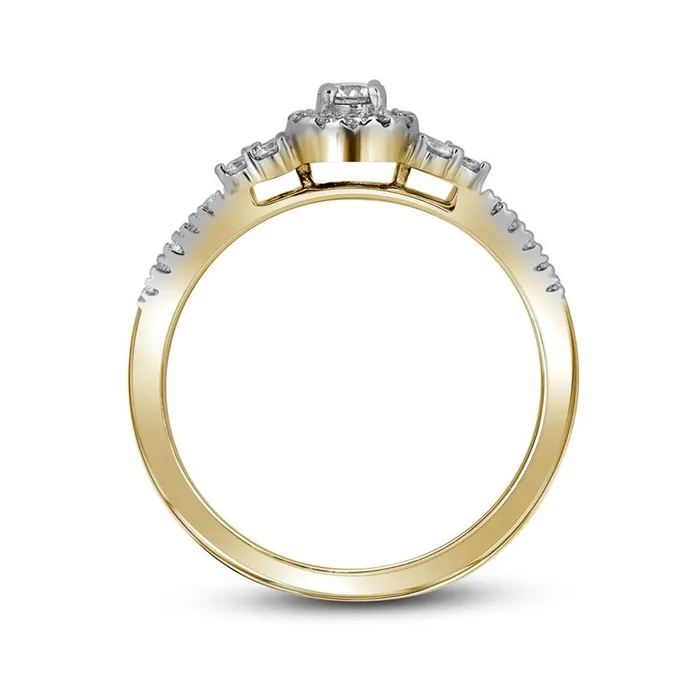 Rings 10k Yellow Gold Diamond Slender Wedding Bridal Engagement Ring Band Set 13 Cttw gndatlanta