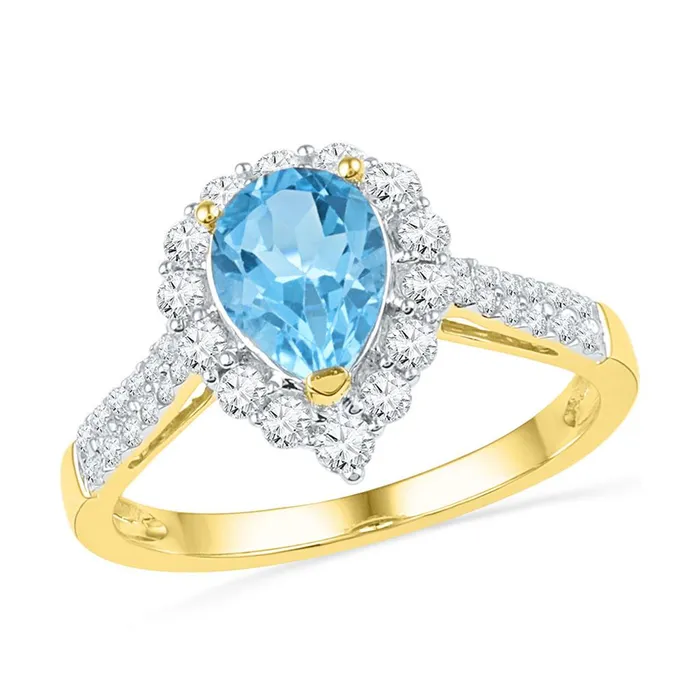 Rings 10k Yellow Gold Pear Created Blue Topaz Solitaire Ring 2 Cttw gndatlanta Rings 10k Yellow Gold Pear Created Blue Topaz Solitaire Ring 2 Cttw gndatlanta