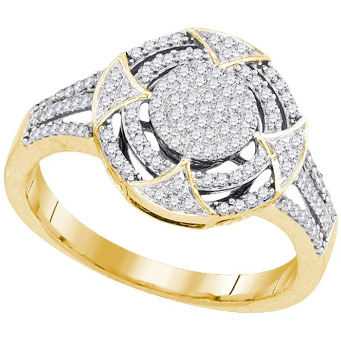 Rings 10k Yellow Gold Round Diamond Circle Cluster Ring 13 Cttw gndatlanta Rings 10k Yellow Gold Round Diamond Circle Cluster Ring 13 Cttw gndatlanta