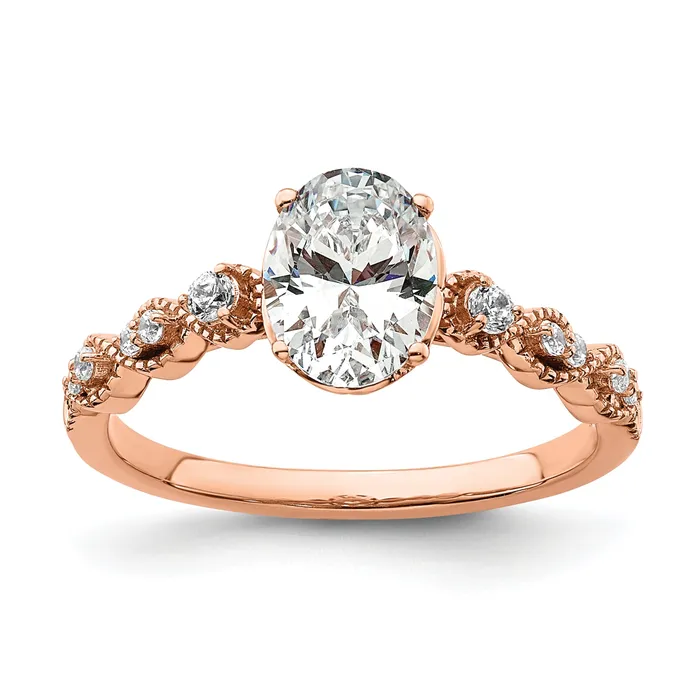 Rings 14k Rose Gold 18 Ct Lab Grown Diamond VSSI G 1 Ct Center Oval Engagement Ring Goldia Rings 14k Rose Gold 18 Ct Lab Grown Diamond VSSI G 1 Ct Center Oval Engagement Ring Goldia