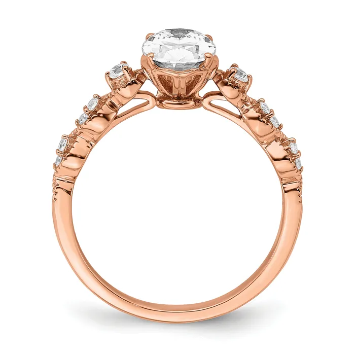 Rings 14k Rose Gold 18 Ct Lab Grown Diamond VSSI G 1 Ct Center Oval Engagement Ring Goldia
