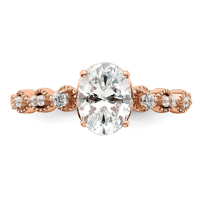 Rings 14k Rose Gold 18 Ct Lab Grown Diamond VSSI G 1 Ct Center Oval Engagement Ring Goldia