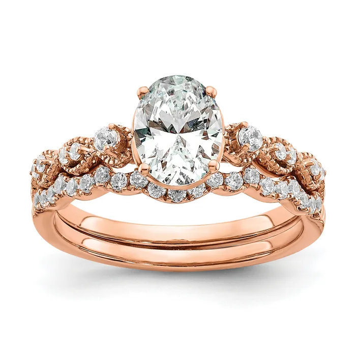 Rings 14k Rose Gold 18 Ct Lab Grown Diamond VSSI G 1 Ct Center Oval Engagement Ring Goldia
