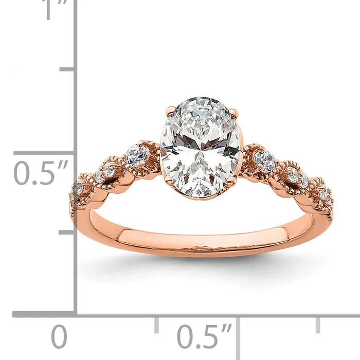 Rings 14k Rose Gold 18 Ct Lab Grown Diamond VSSI G 1 Ct Center Oval Engagement Ring Goldia