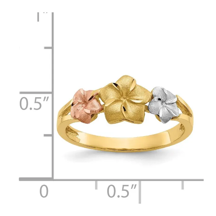Rings 14k Tricolor Gold Plumeria Ring Goldia