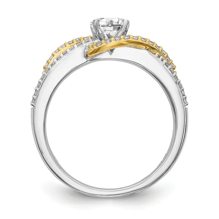 Rings 14k TT Peg Set Simulated Diamond Criss Cross Engagement Ring Goldiacom