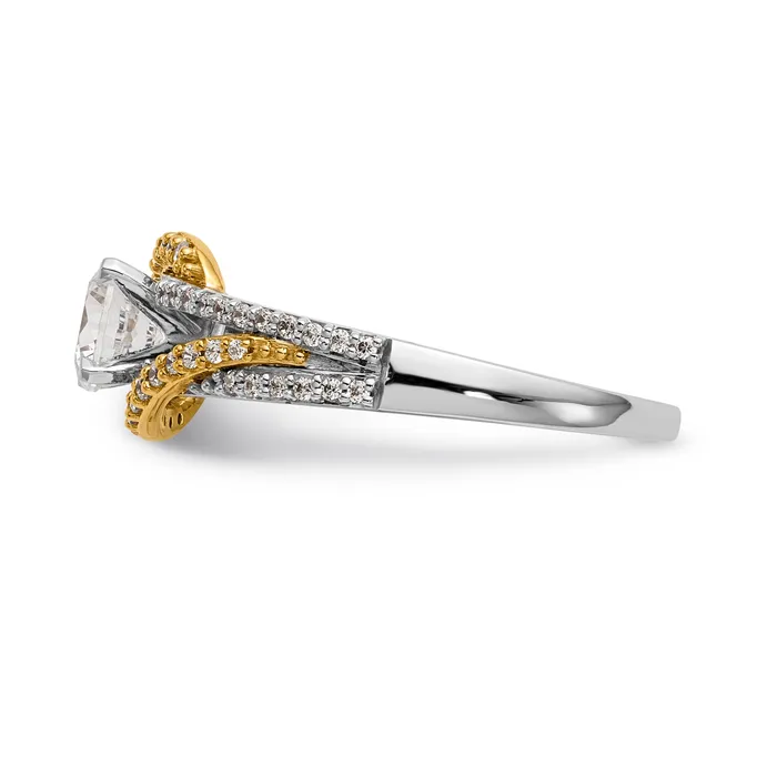 Rings 14k TT Peg Set Simulated Diamond Criss Cross Engagement Ring Goldiacom