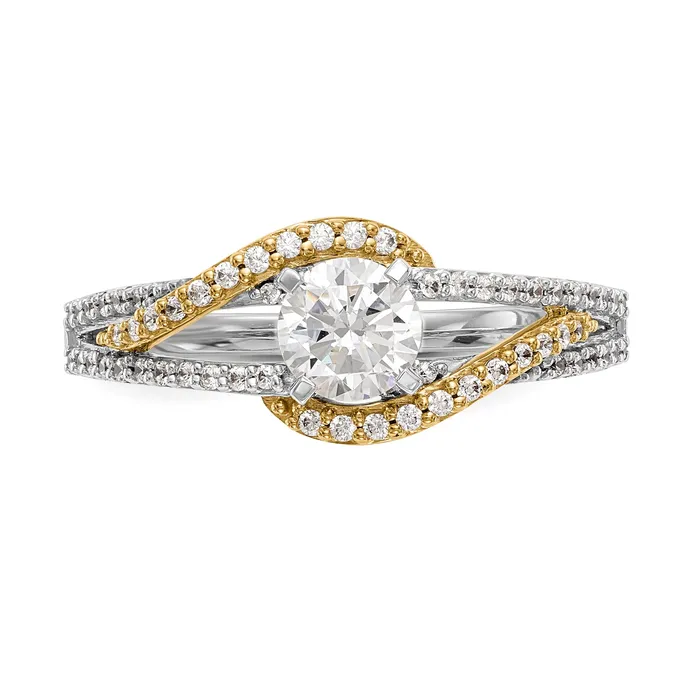 Rings 14k TT Peg Set Simulated Diamond Criss Cross Engagement Ring Goldiacom