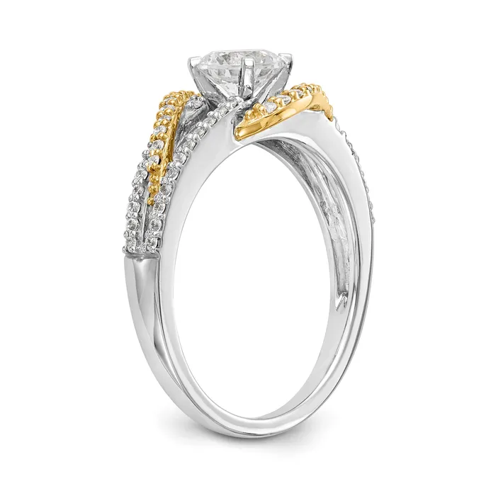 Rings 14k TT Peg Set Simulated Diamond Criss Cross Engagement Ring Goldiacom
