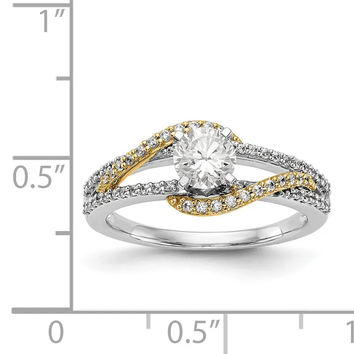 Rings 14k TT Peg Set Simulated Diamond Criss Cross Engagement Ring Goldiacom