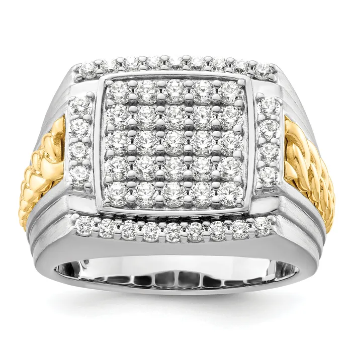 Rings 14k TwoTone 1 12 Ct Lab Grown Diamond VSSI G Mens Ring Goldia