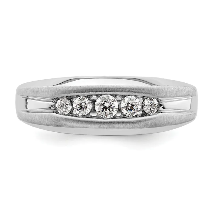 Rings 14k White Gold 13 Ct Lab Grown Diamond VSSI G Five Stone Mens Ring Goldia