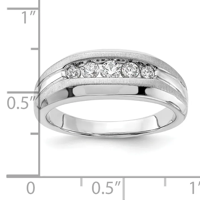 Rings 14k White Gold 13 Ct Lab Grown Diamond VSSI G Five Stone Mens Ring Goldia