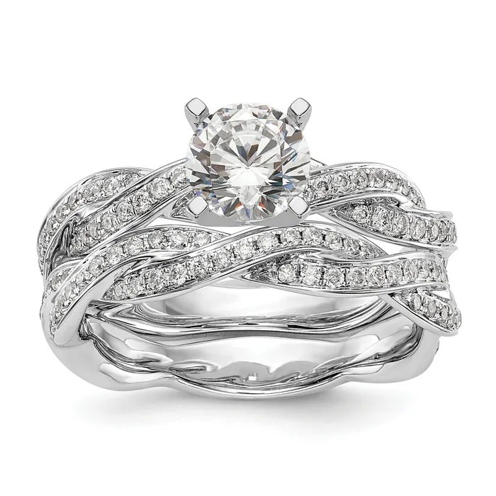 Rings 14k White Gold 13 Ct Lab Grown Diamond VSSI G Peg Set Criss Cross Engagement Ring Goldia