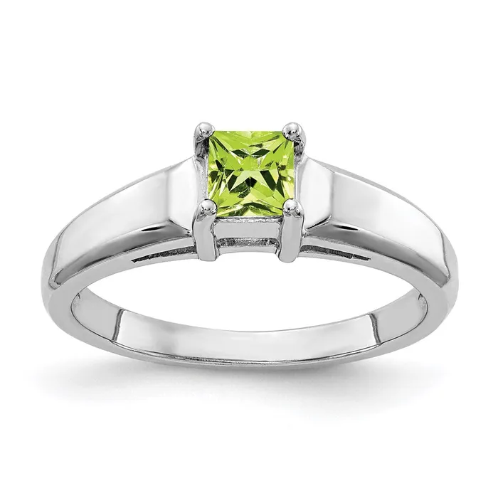 Rings 14k White Gold 4mm Peridot Ring Goldia