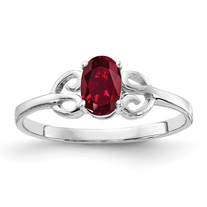 Rings 14k White Gold 6x4mm Oval Created Ruby ring Goldia