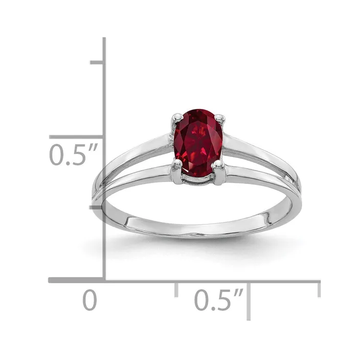 Rings 14k White Gold 6x4mm Oval Created Ruby ring Goldia