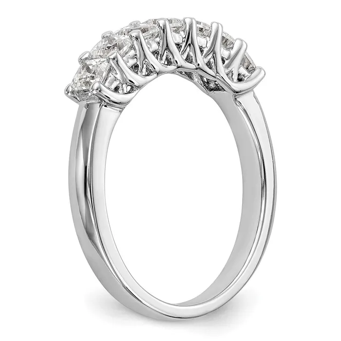 Rings 14K White Gold 7Stone Real Diamond Band goldiaca