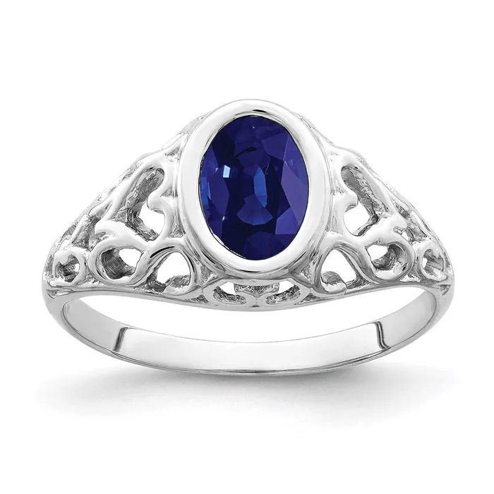 Rings 14k White Gold 7x5mm Oval Sapphire ring Goldia