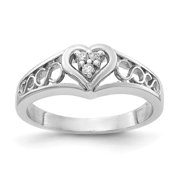 Rings 14k White Gold AA Diamond heart ring Goldia