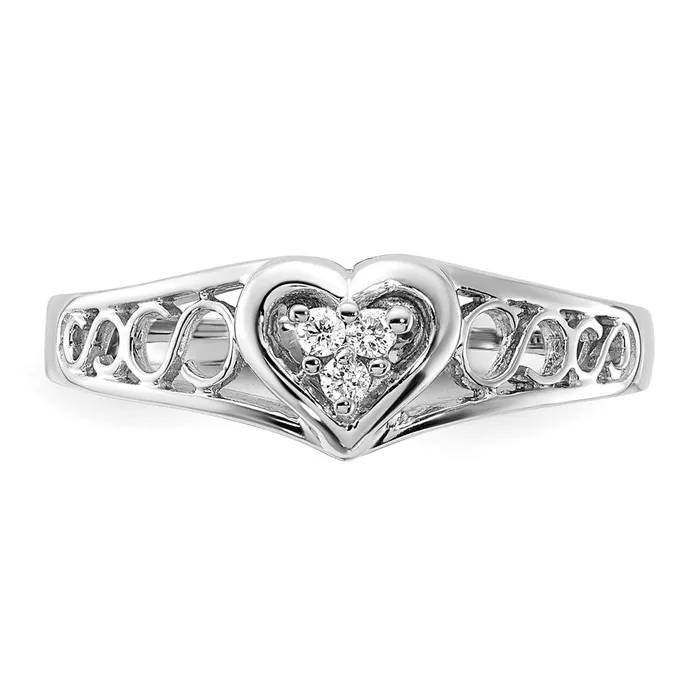 Rings 14k White Gold AA Diamond heart ring Goldia