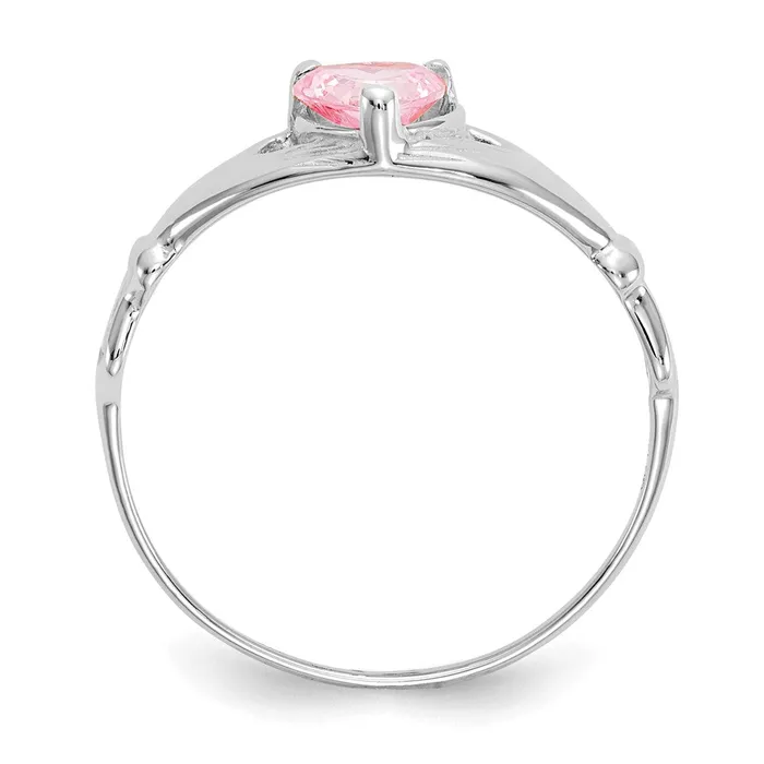 Rings 14k White Gold CZ October Birthstone Claddagh Heart Ring Goldia