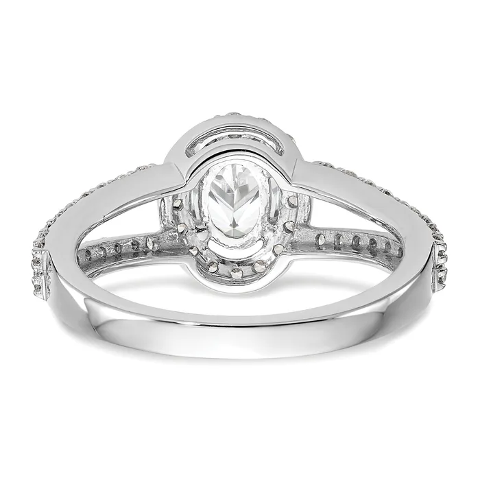 Rings 14K White Gold Diamond Oval CZ Oval Halo Engagement Ring Goldiacom