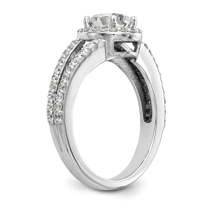 Rings 14K White Gold Diamond Oval CZ Oval Halo Engagement Ring Goldiacom