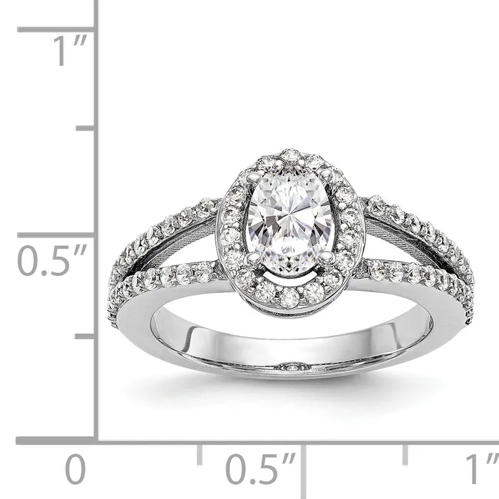 Rings 14K White Gold Diamond Oval CZ Oval Halo Engagement Ring Goldiacom