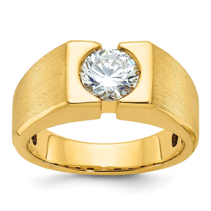 Rings 14k Yellow Gold 1 Ct Lab Grown Diamond VSSI G Polished and Satin Mens Ring Goldia Rings 14k Yellow Gold 1 Ct Lab Grown Diamond VSSI G Polished and Satin Mens Ring Goldia