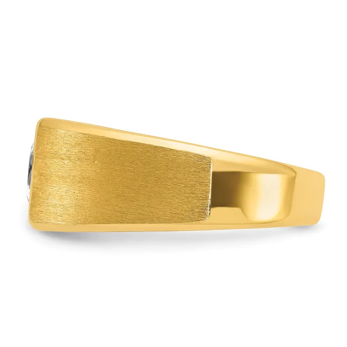 Rings 14k Yellow Gold 1 Ct Lab Grown Diamond VSSI G Polished and Satin Mens Ring Goldia