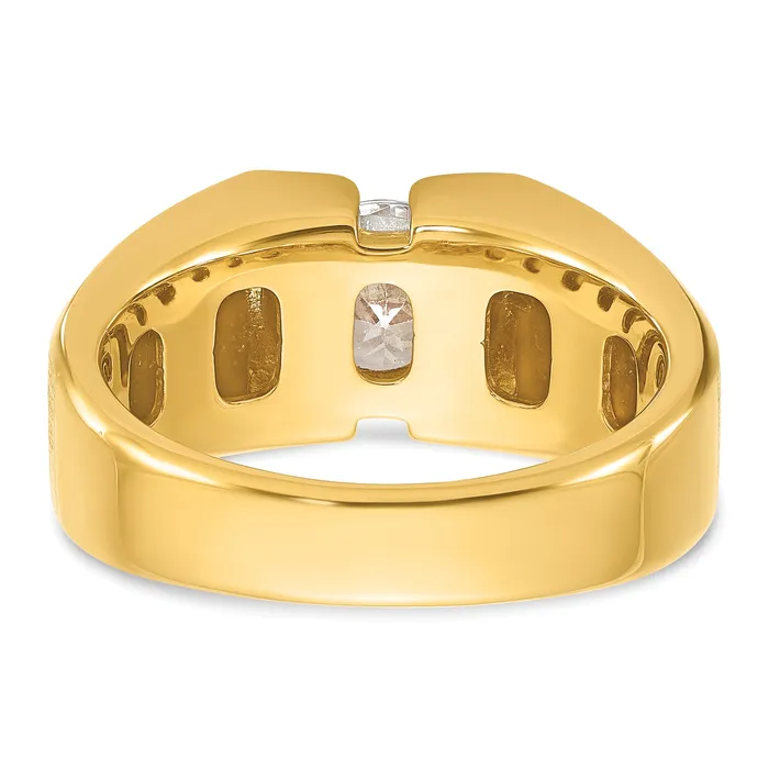 Rings 14k Yellow Gold 1 Ct Lab Grown Diamond VSSI G Polished and Satin Mens Ring Goldia