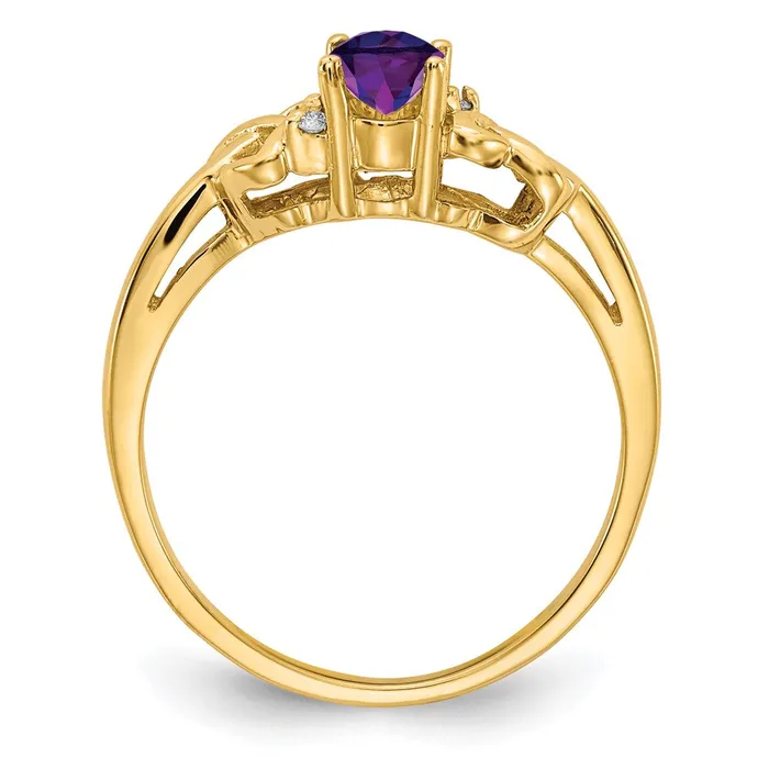 Rings 14k Yellow Gold 6x4mm Oval Amethyst VS Diamond ring Goldia