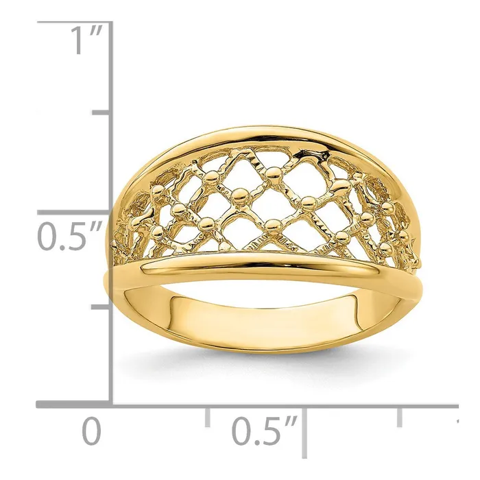 Rings 14K Yellow Gold Mesh Ring Tapered Band Ring Goldia