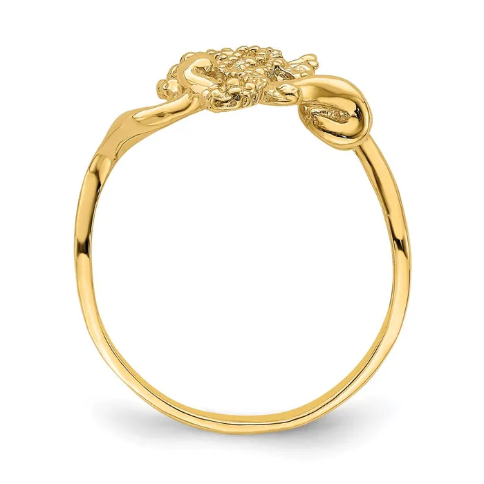 Rings 14K Yellow Gold Polished Textured 2D Seahorse Ring Size 7 Goldia