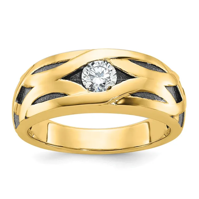 Rings 14k Yellow Gold with Black Rhodium Mens Satin 13 carat Diamond Complete Ring Goldia Rings 14k Yellow Gold with Black Rhodium Mens Satin 13 carat Diamond Complete Ring Goldia
