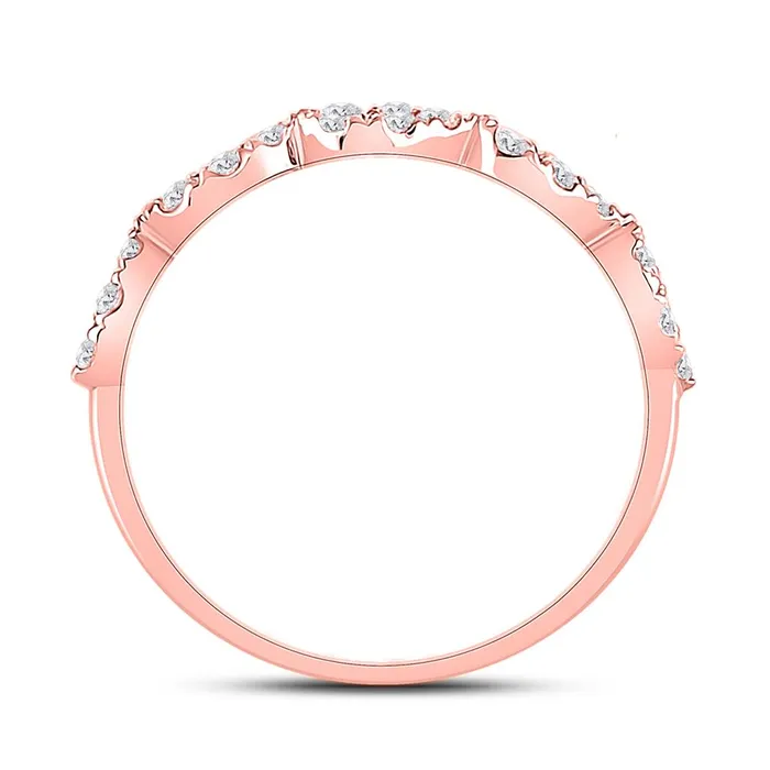 Rings gndatlanta 10k Rose Gold Round Diamond Teardrop Stackable Band Ring 13 Ctw
