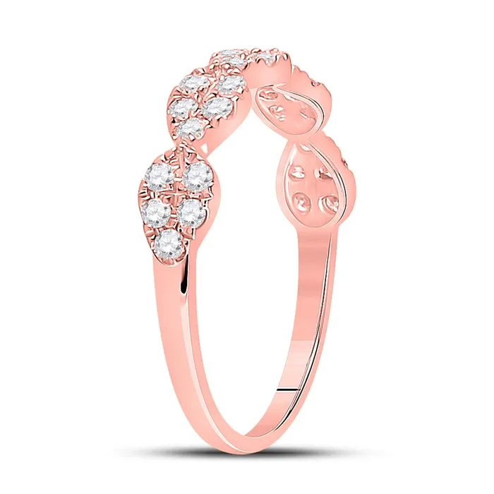 Rings gndatlanta 10k Rose Gold Round Diamond Teardrop Stackable Band Ring 13 Ctw