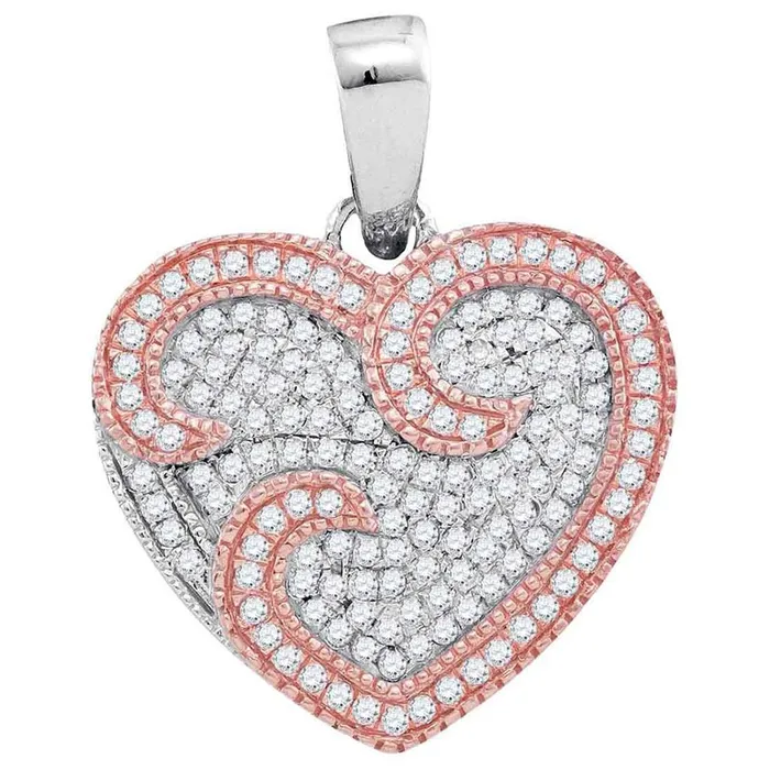 Rings gndatlanta 10k Twotone Rose Gold Round Diamond Heart Pendant 13 Cttw Rings gndatlanta 10k Twotone Rose Gold Round Diamond Heart Pendant 13 Cttw