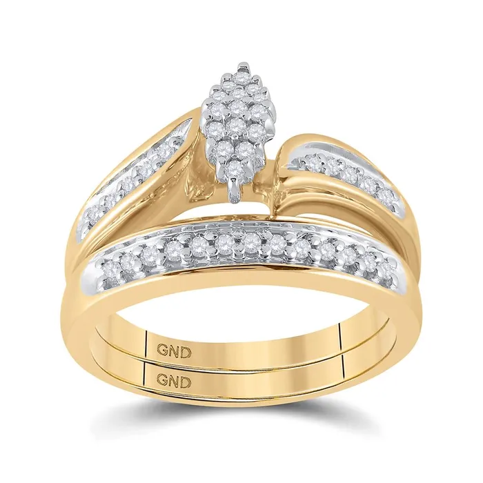 Rings gndatlanta 10k Yellow Gold Round Diamond Bridal Wedding Ring Set 14 Cttw