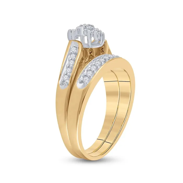 Rings gndatlanta 10k Yellow Gold Round Diamond Bridal Wedding Ring Set 14 Cttw