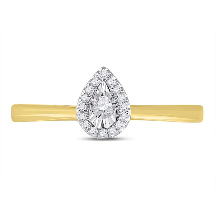 Rings gndatlanta 10k Yellow Gold Round Diamond Teardrop Promise Ring 112 Cttw Rings gndatlanta 10k Yellow Gold Round Diamond Teardrop Promise Ring 112 Cttw