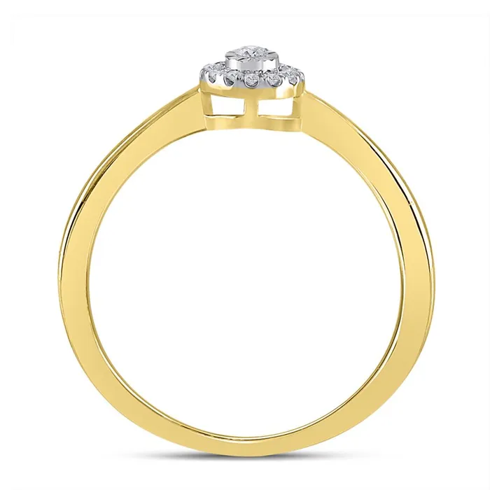 Rings gndatlanta 10k Yellow Gold Round Diamond Teardrop Promise Ring 112 Cttw
