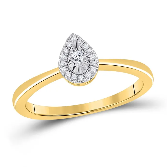 Rings gndatlanta 10k Yellow Gold Round Diamond Teardrop Promise Ring 112 Cttw